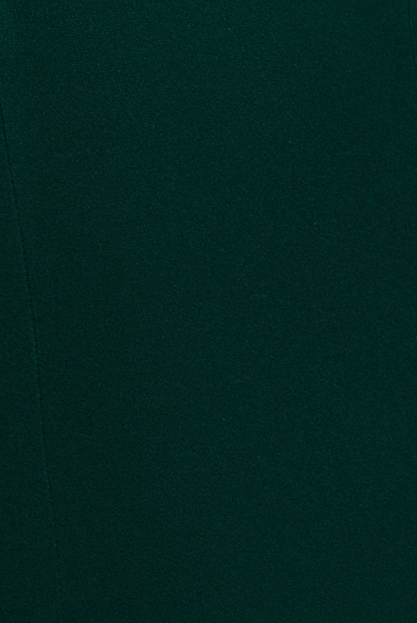 Goddiva V Neck Cowl Back Pleated Sleeve Scuba Maxi Dress - Emerald Green