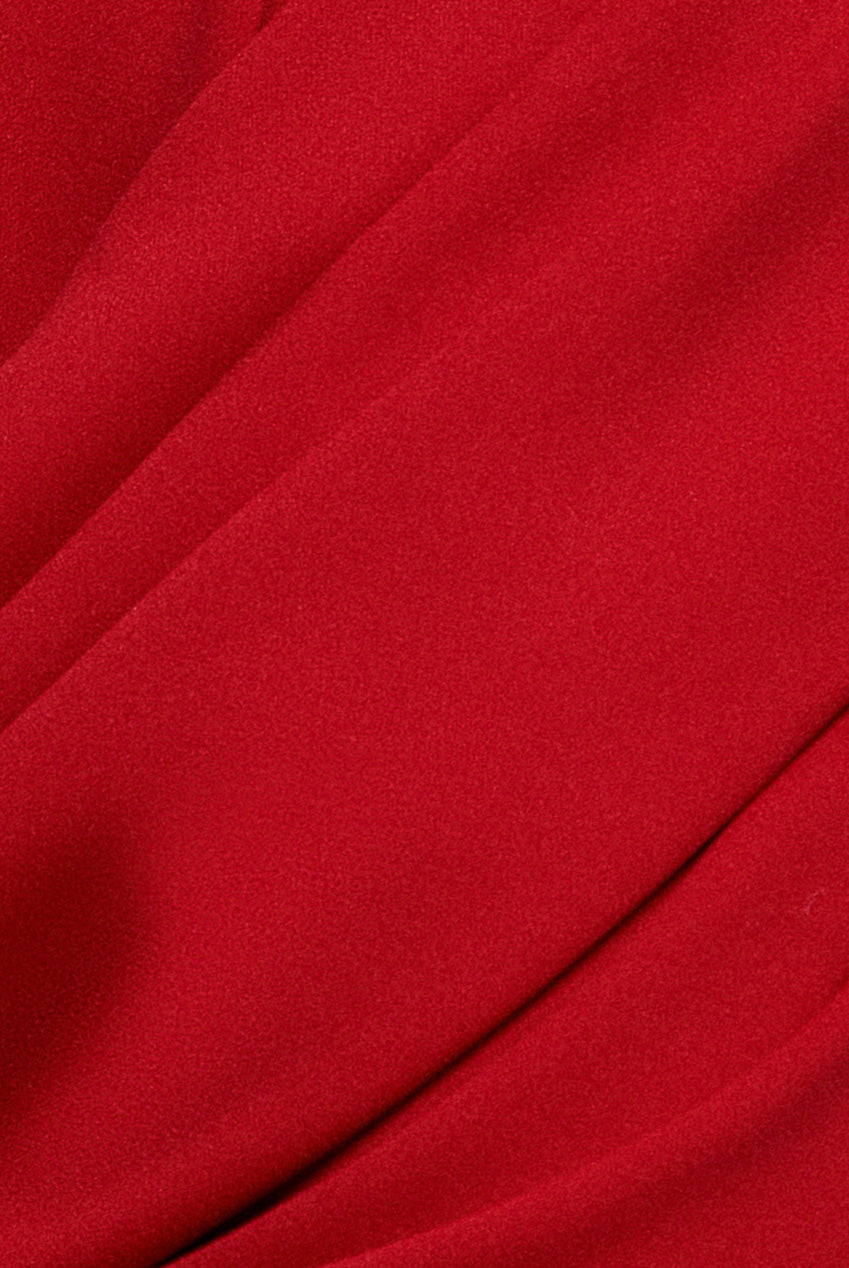 Goddiva V Neck Cowl Back Pleated Sleeve Scuba Maxi Dress - Red