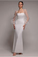 Goddiva Dobby Organza Bishop Sleeve Multiway Maxi Dress - White