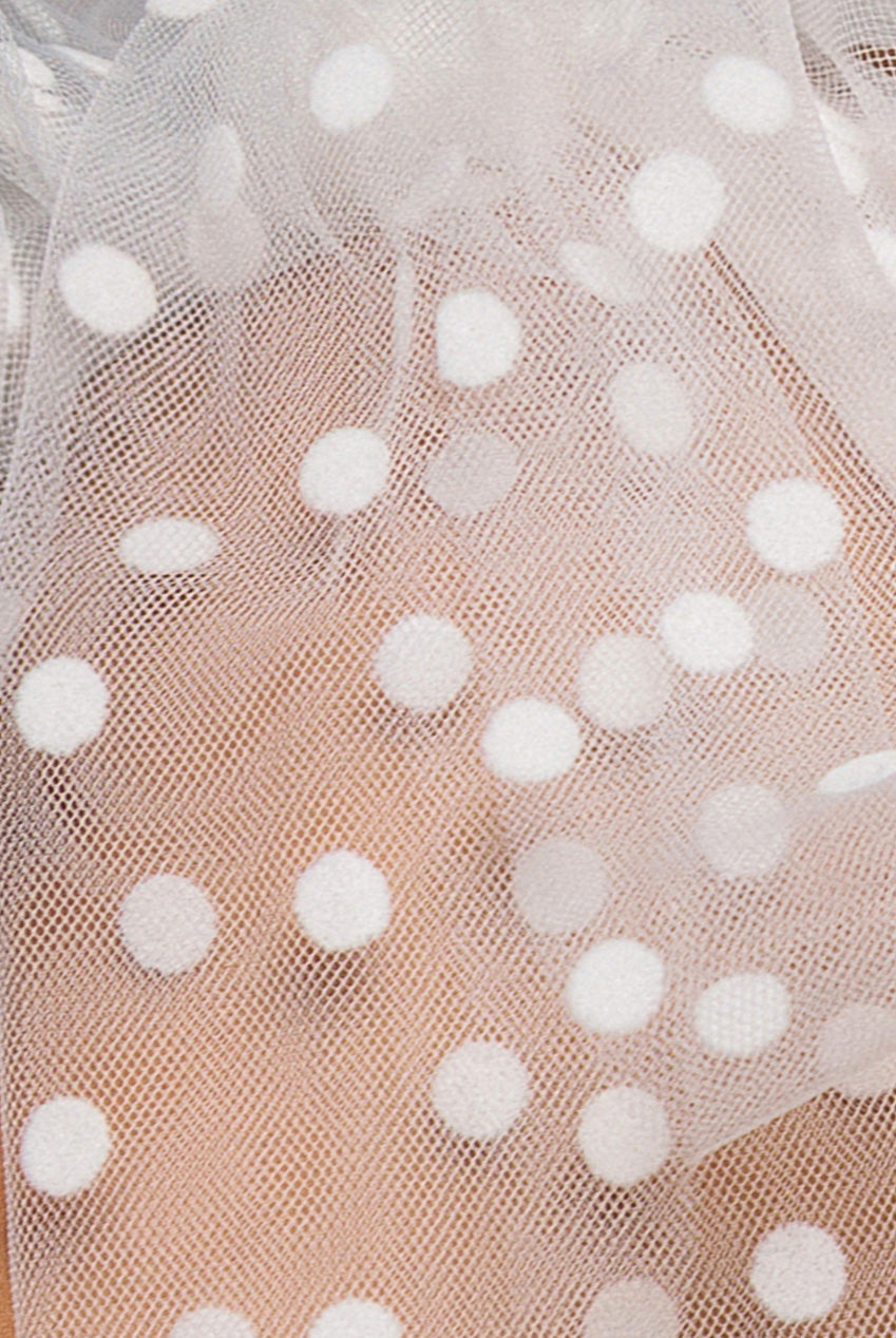 Goddiva Scuba & Polka Mesh Bella Bow Multiway Maxi Dress - White