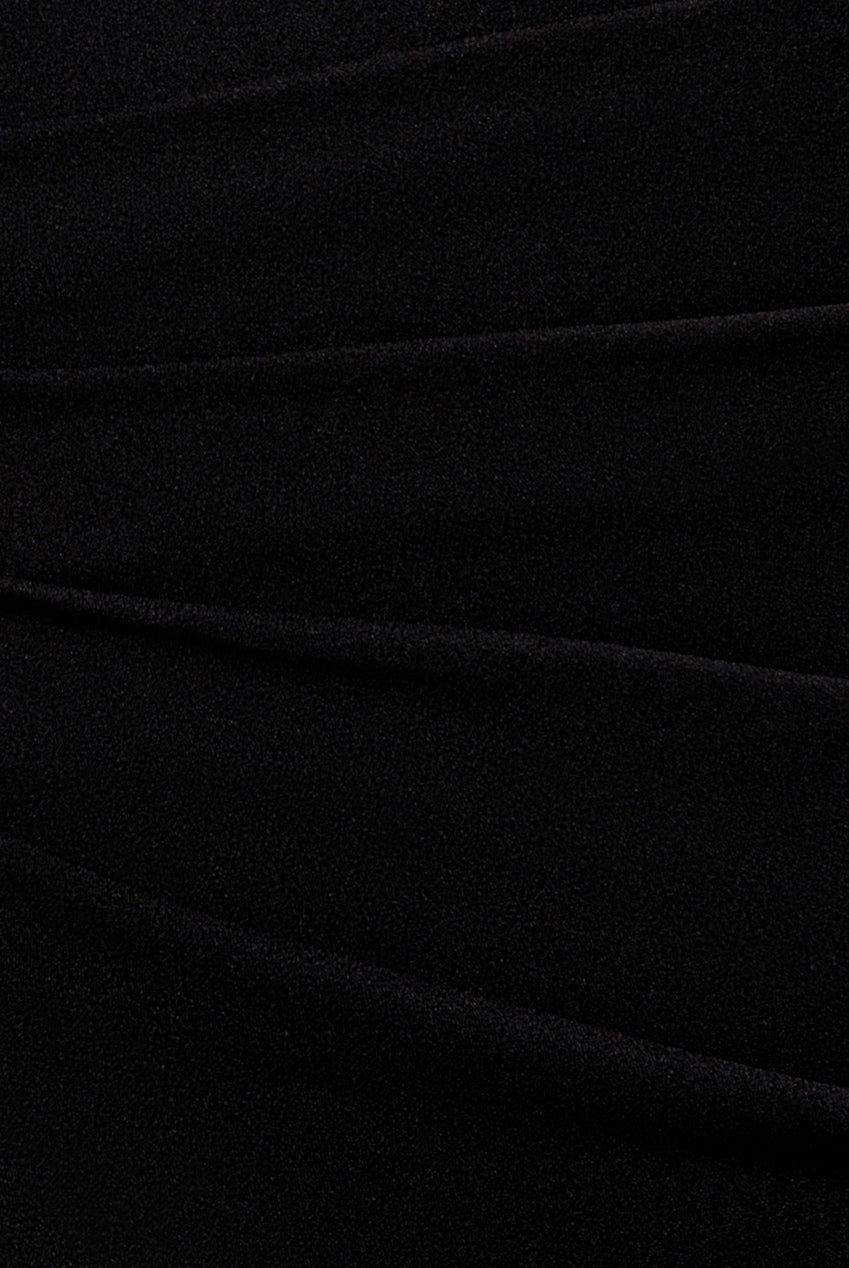 Goddiva One Shoulder Cape Sleeve Maxi Dress - Black