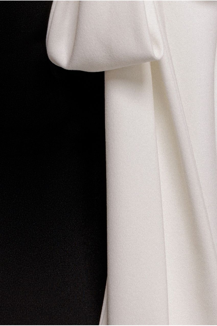 Goddiva Contrast Crepe Halterneck Maxi Dress With Sash - Black Cream
