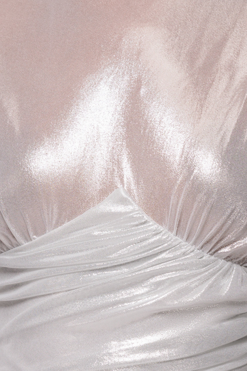 Goddiva Gravity Defying Naked Maxi Dress - Silver