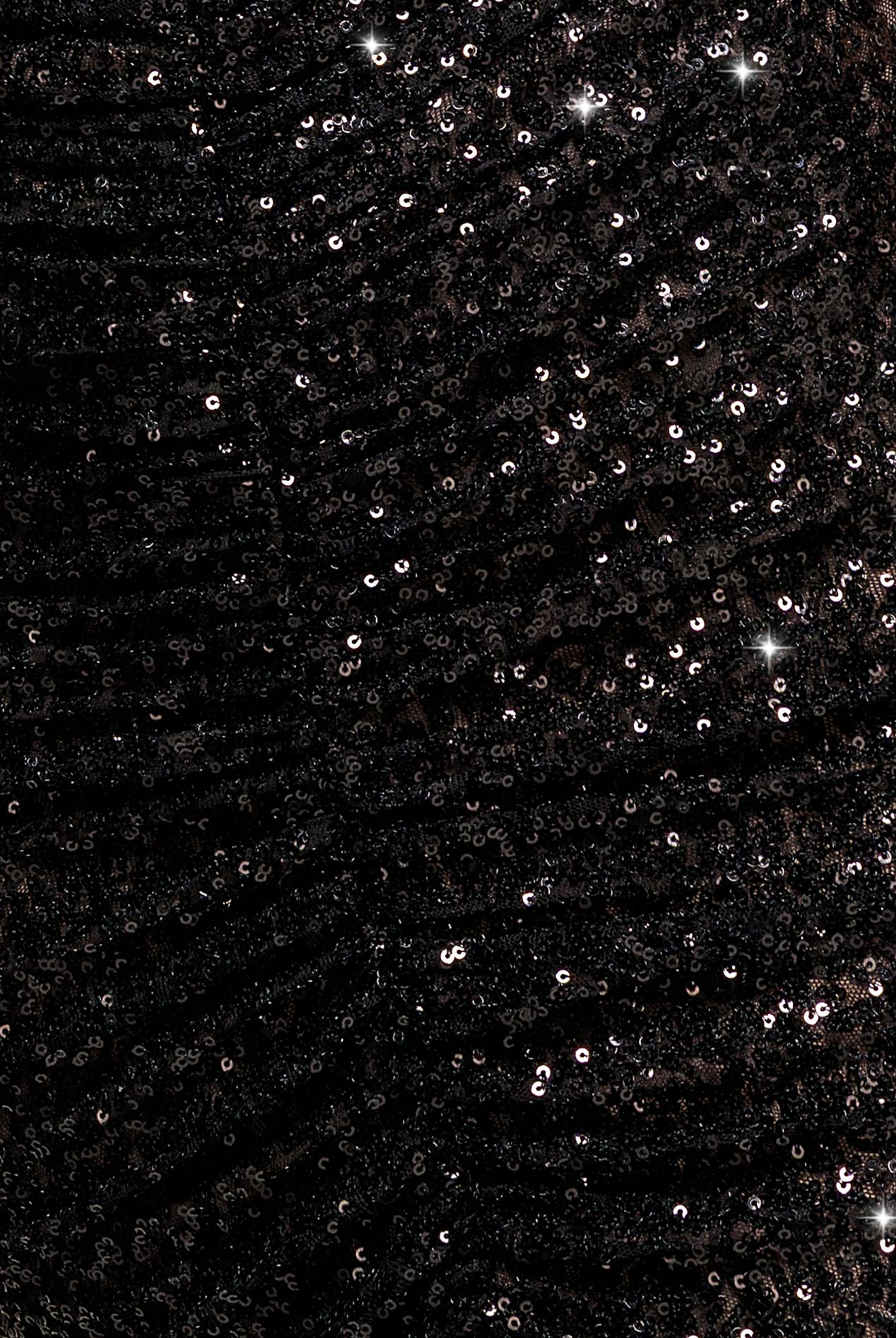Goddiva Front Gathered Sequin Wing Maxi Dress - Black
