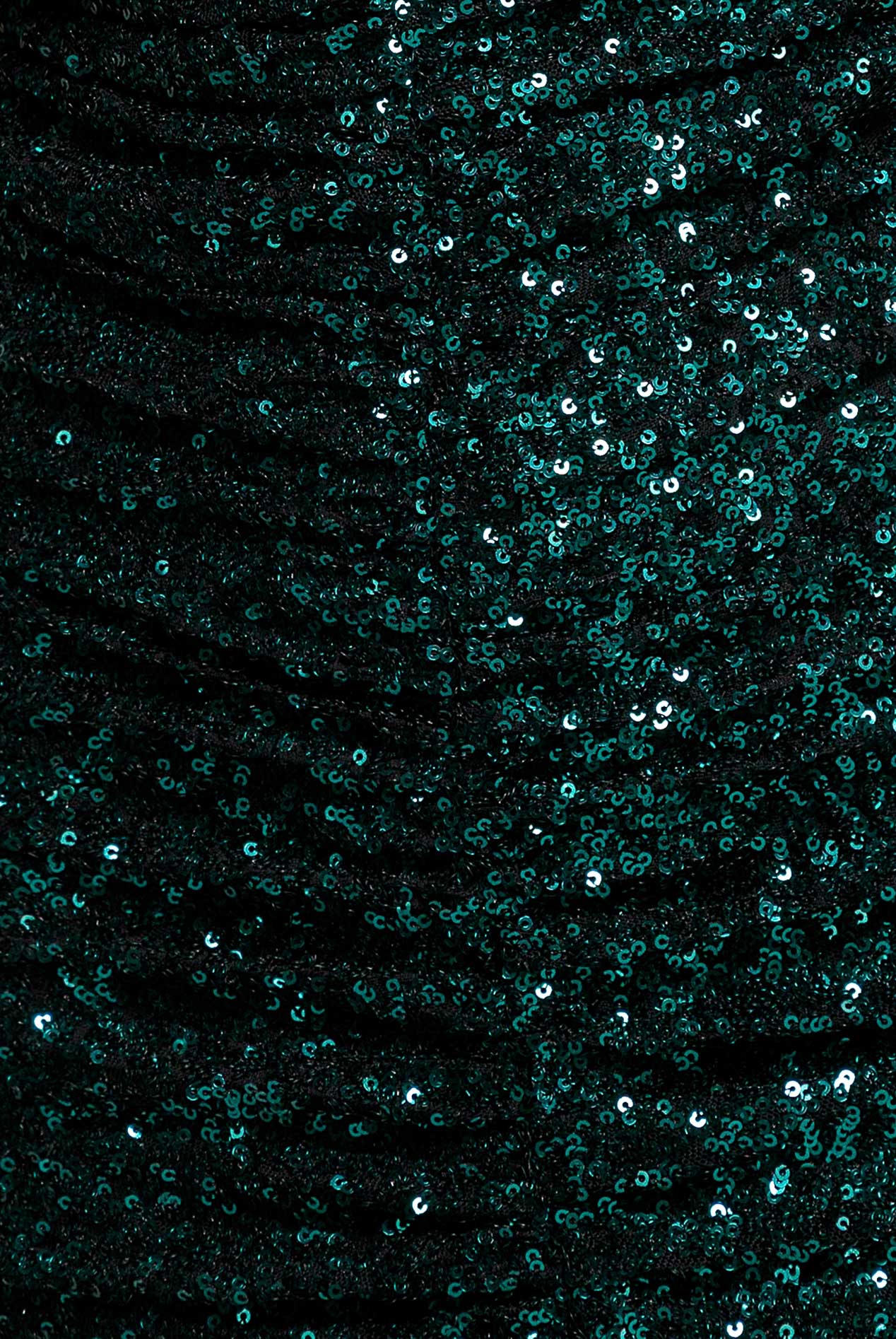 Goddiva Front Gathered Sequin Wing Maxi Dress - Emerald Green