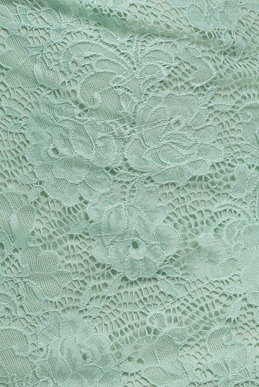 Goddiva One Shoulder Cape Sleeve Pleated Lace Maxi Dress - Mint Green