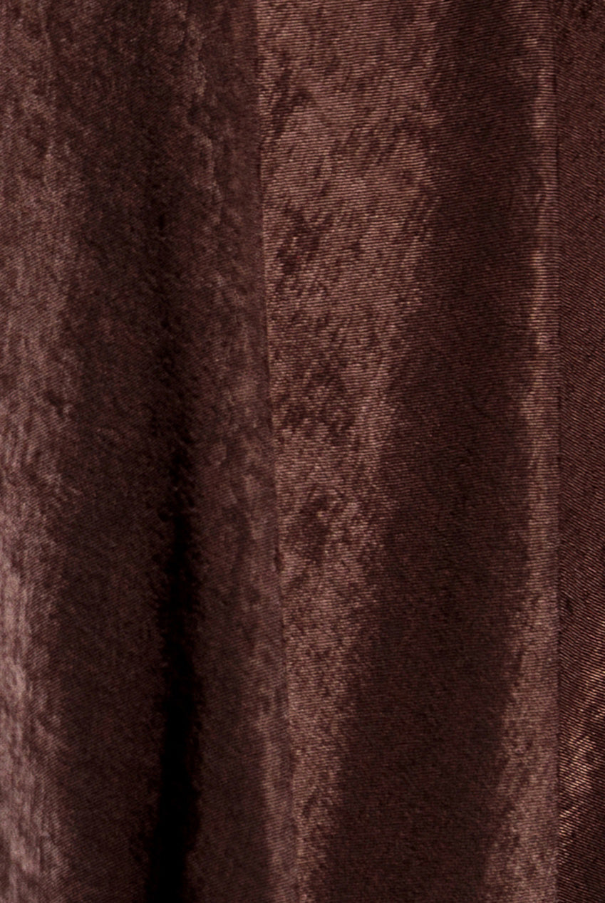 Goddiva Scoop Neck Velvet Satin Cape Sleeve Maxi Dress - Brown