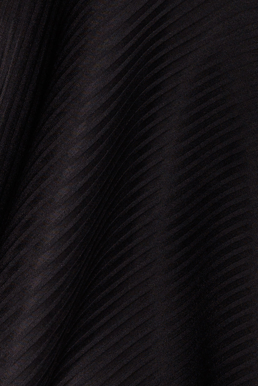 Goddiva Cap Sleeve Textured Skater Asymmetric Midi Dress - Black