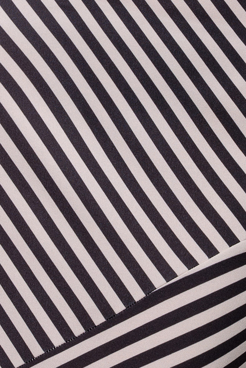 Goddiva Stripe Off Shoulder Bow Back Satin Bow Maxi Dress - Black White