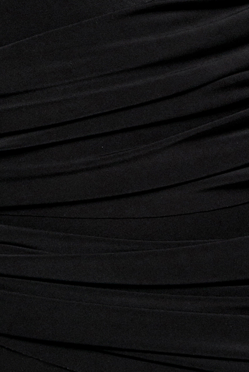 Goddiva Off Shoulder Gathered Panel Soft Touch Maxi Dress - Black