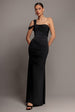 Goddiva One Shoulder Asymmetric Twist Maxi Dress - Black