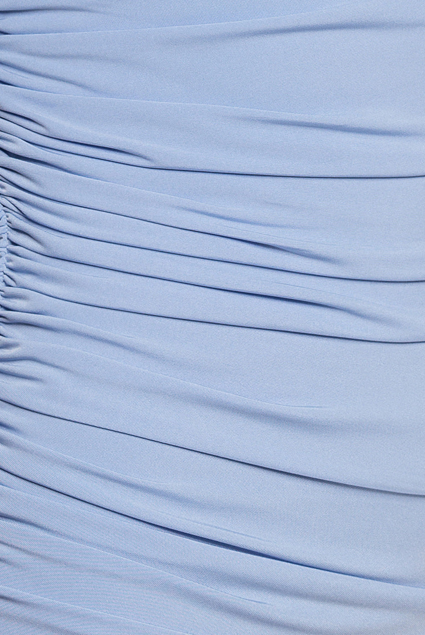 Goddiva One Shoulder Asymmetric Twist Maxi Dress - Blue