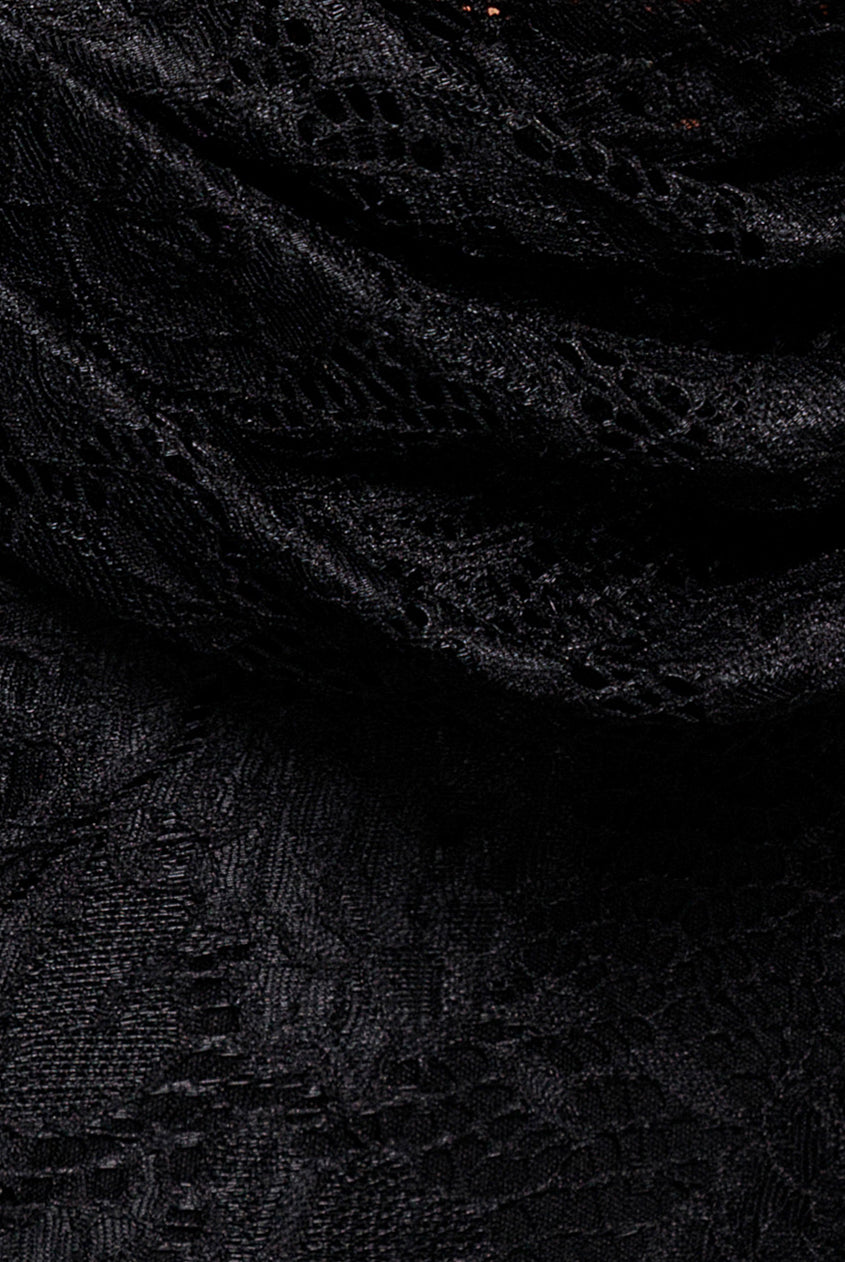 Goddiva Lace Cowl One Shoulder Scuba Crepe Maxi Dress - Black
