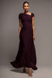 Goddiva Asymmetric Neck Gathered Waist Maxi Dress - Burgundy