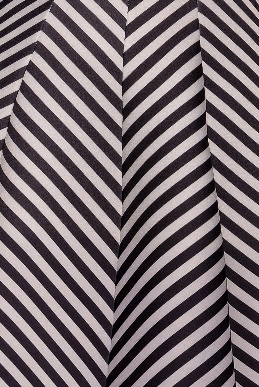 Goddiva Diagonal Stripe Velvet Bow A Line Mini Dress - Black White