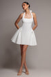 Goddiva Corset Fit And Flare Halter Neck Skater Mini Dress - White