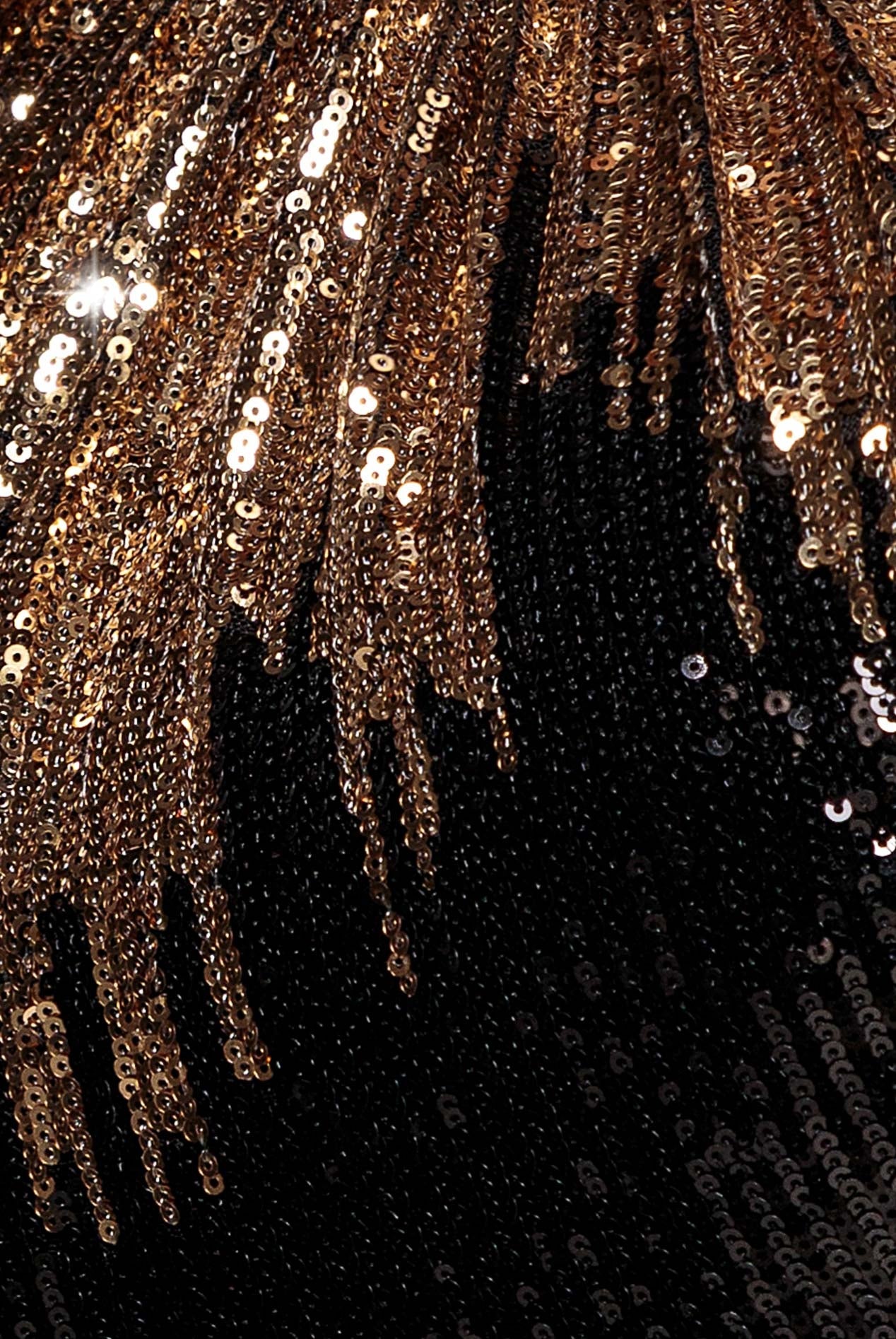 Goddiva Ombre Sequin Mosaic Halter Neck Maxi Dress - Gold