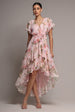 Goddiva Flutter Sleeve Chiffon Midaxi Wrap Dress - Blush Pink