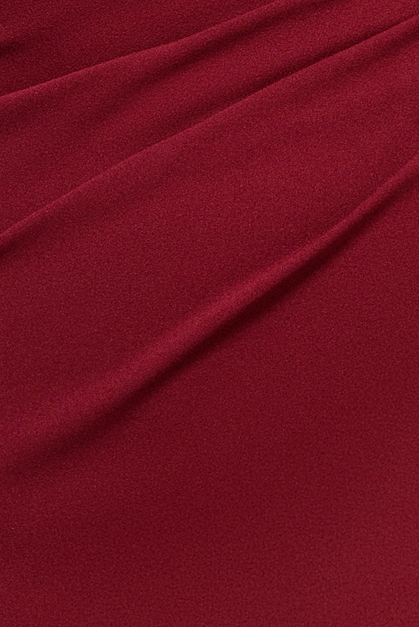 Goddiva Asymmetric One Shoulder Front Split Scuba Crepe Maxi Dress - Burgundy