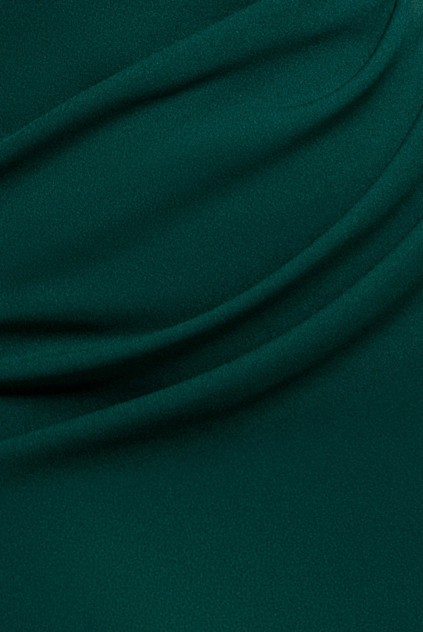 Goddiva Off Shoulder Bardot Maxi Dress With  Split Cape Sleeves - Emerald Green