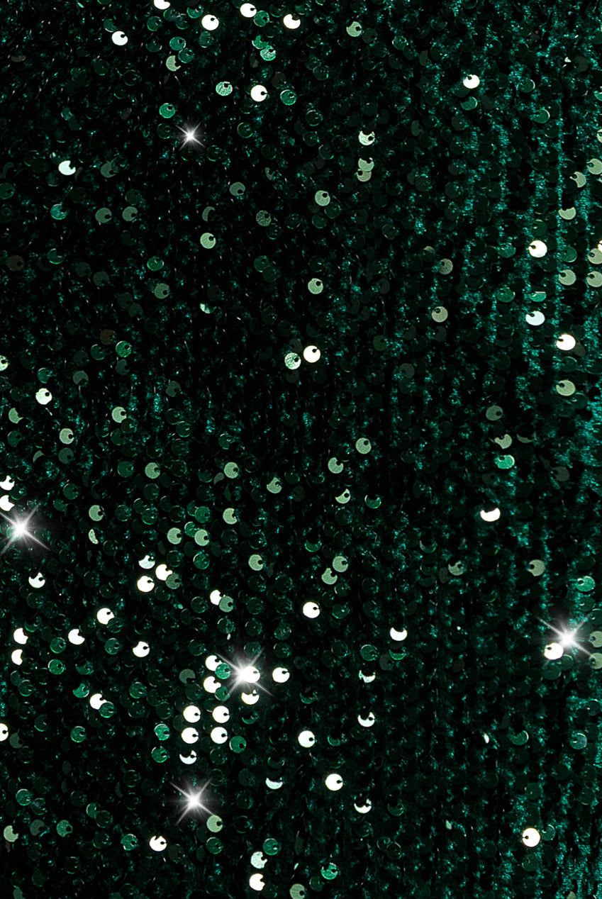 Goddiva Sequin & Velvet Off The Shoulder Wrap Maxi Dress - Emerald Green