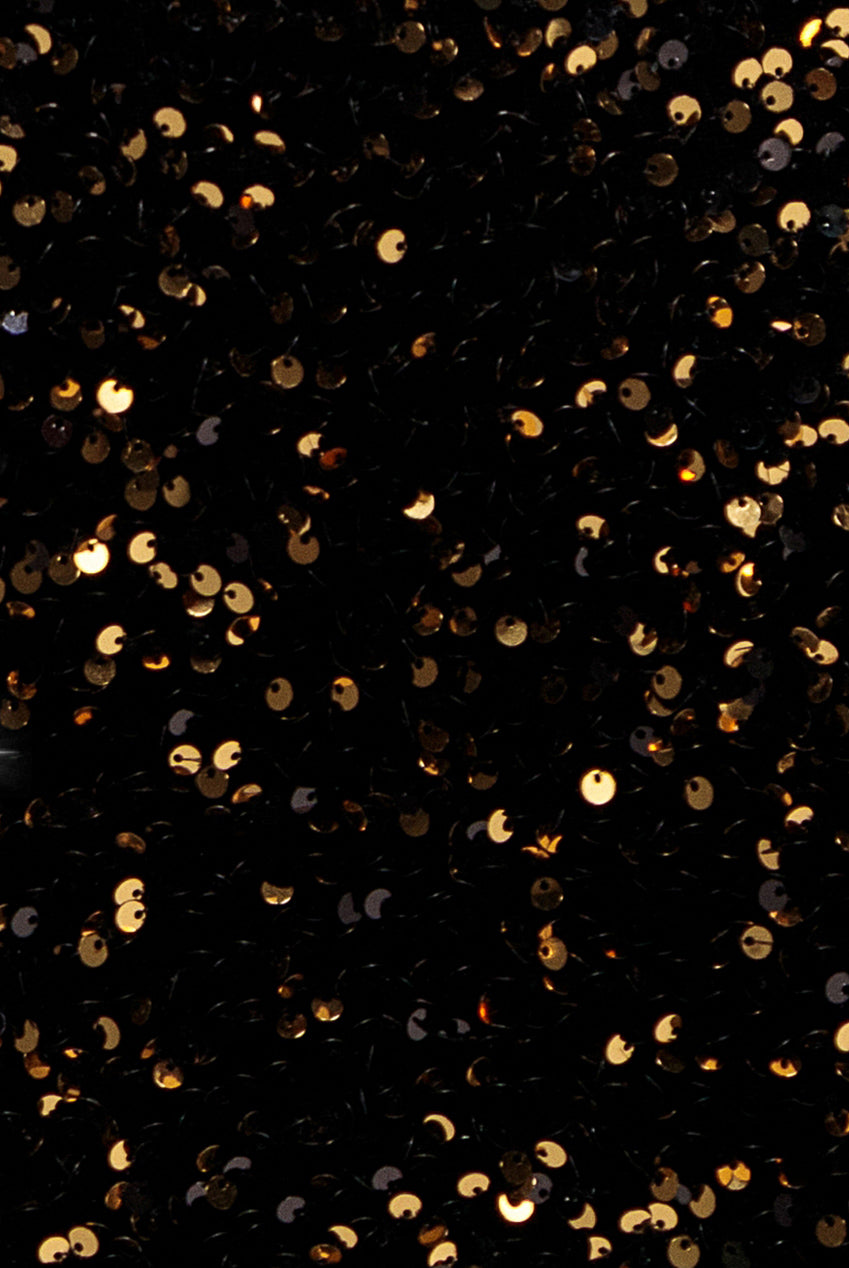 Goddiva Sequin & Velvet V Neck Cross Back Maxi Dress - Gold