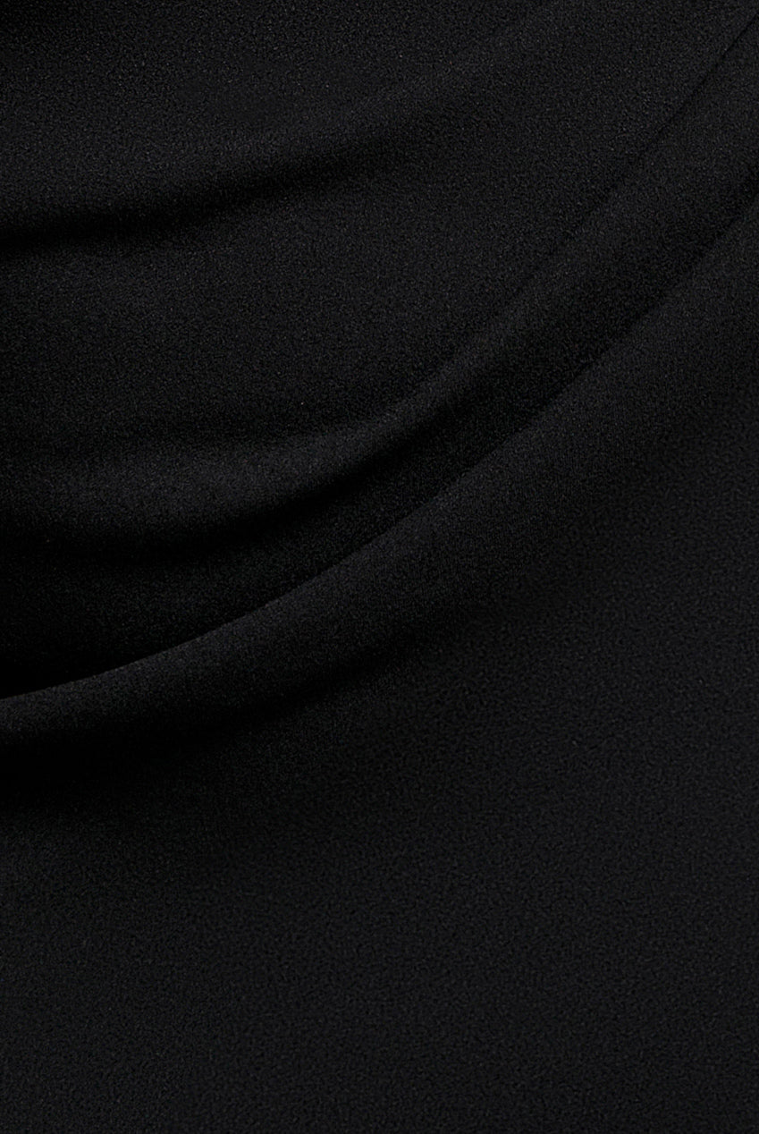Goddiva Pleated Bardot Wrap Mermaid Maxi Dress - Black