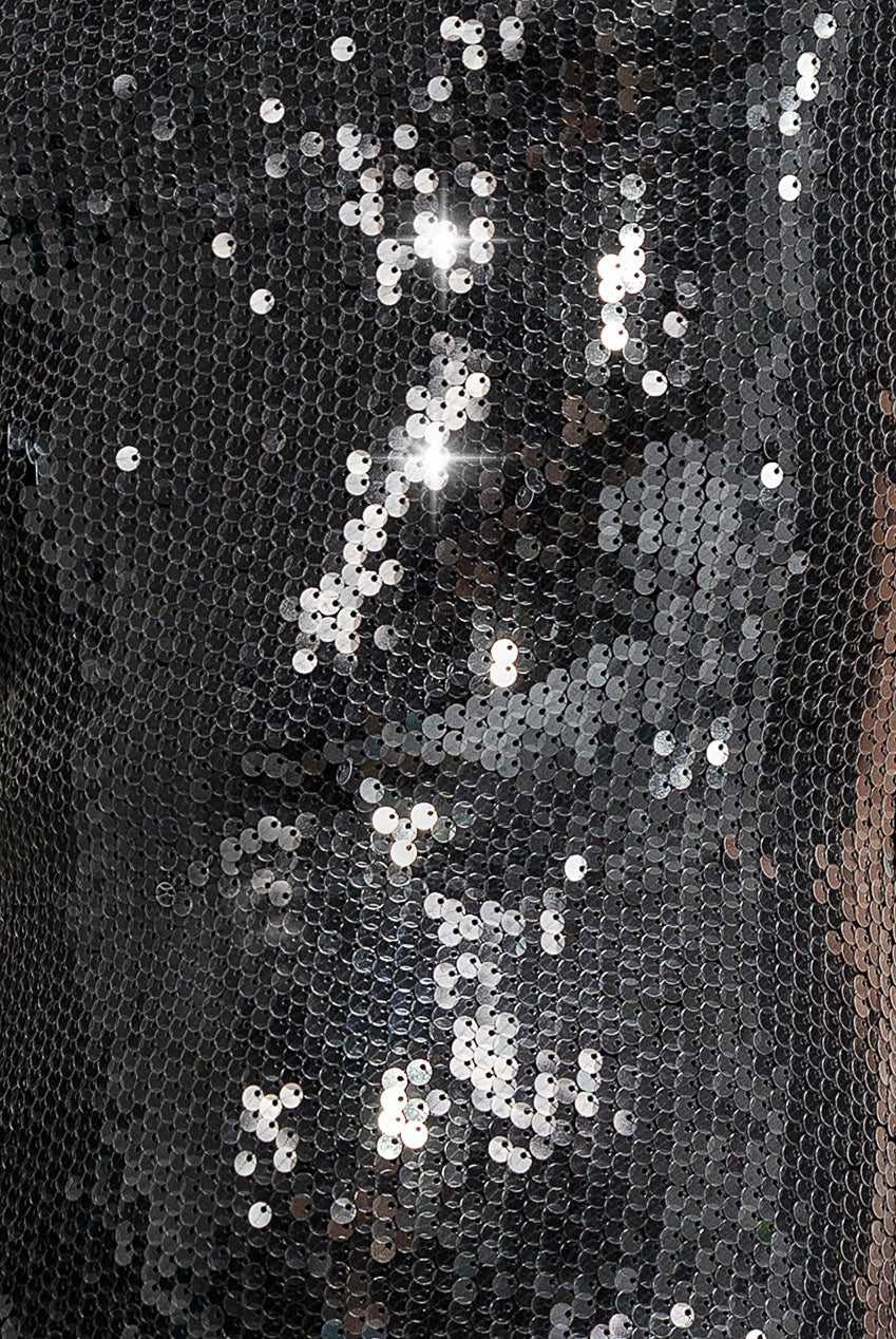 Goddiva Sleeveless Square Neck Sequin Mermaid Maxi Dress - Silver