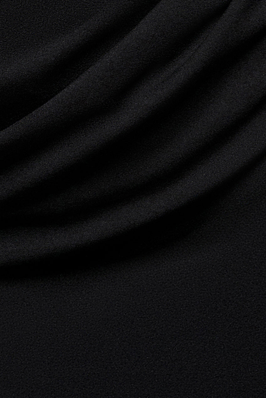 Goddiva Sleeveless Waist Pleated Scuba Crepe Maxi Dress - Black