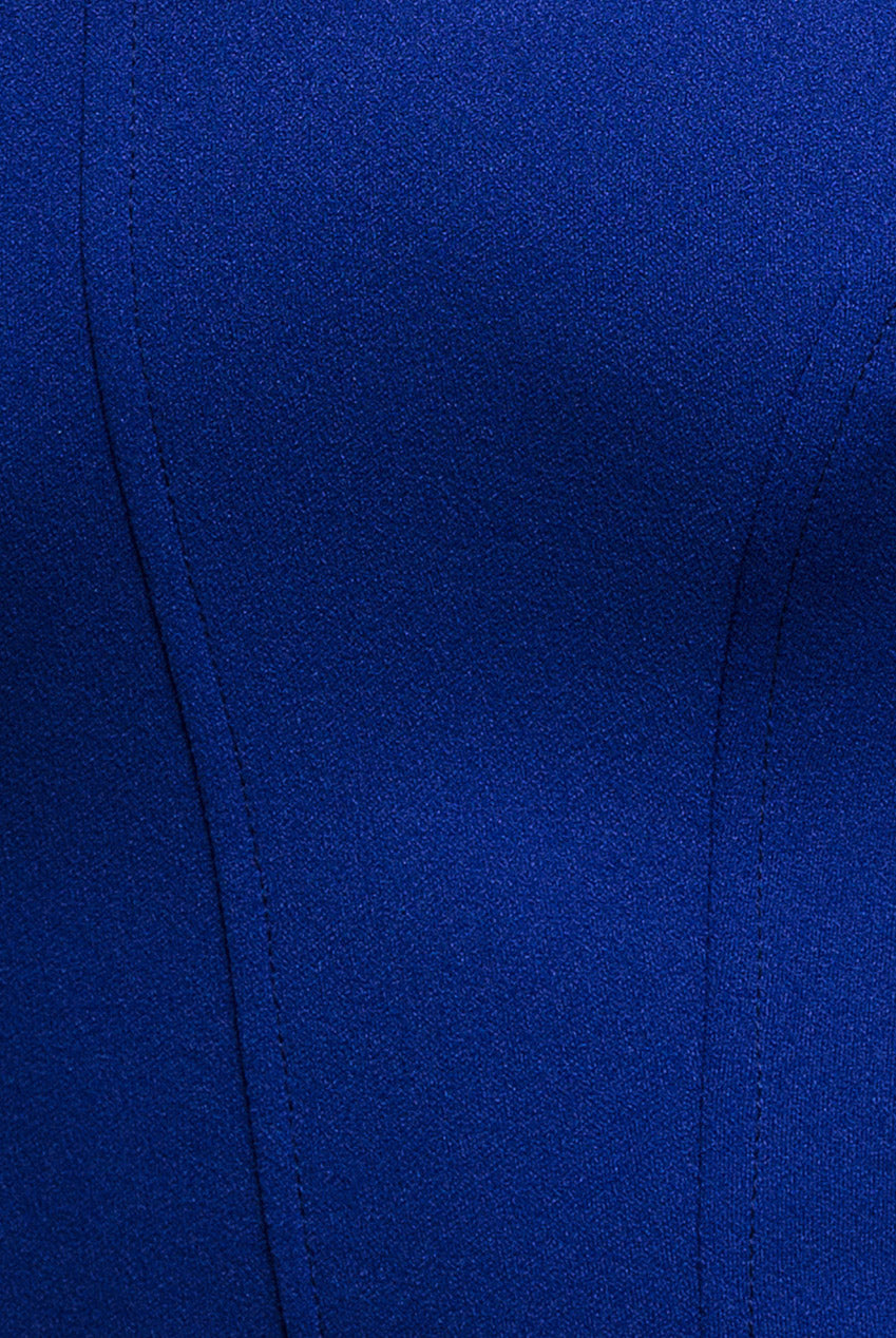 Goddiva Sleeveless Waist Pleated Scuba Crepe Maxi Dress - Royal Blue