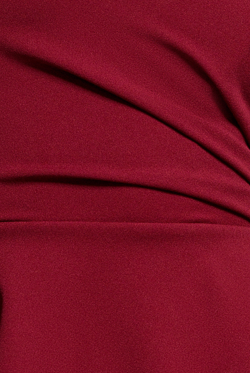 Goddiva Cap Sleeve Sweetheart Peplum Scuba Maxi Dress - Burgundy