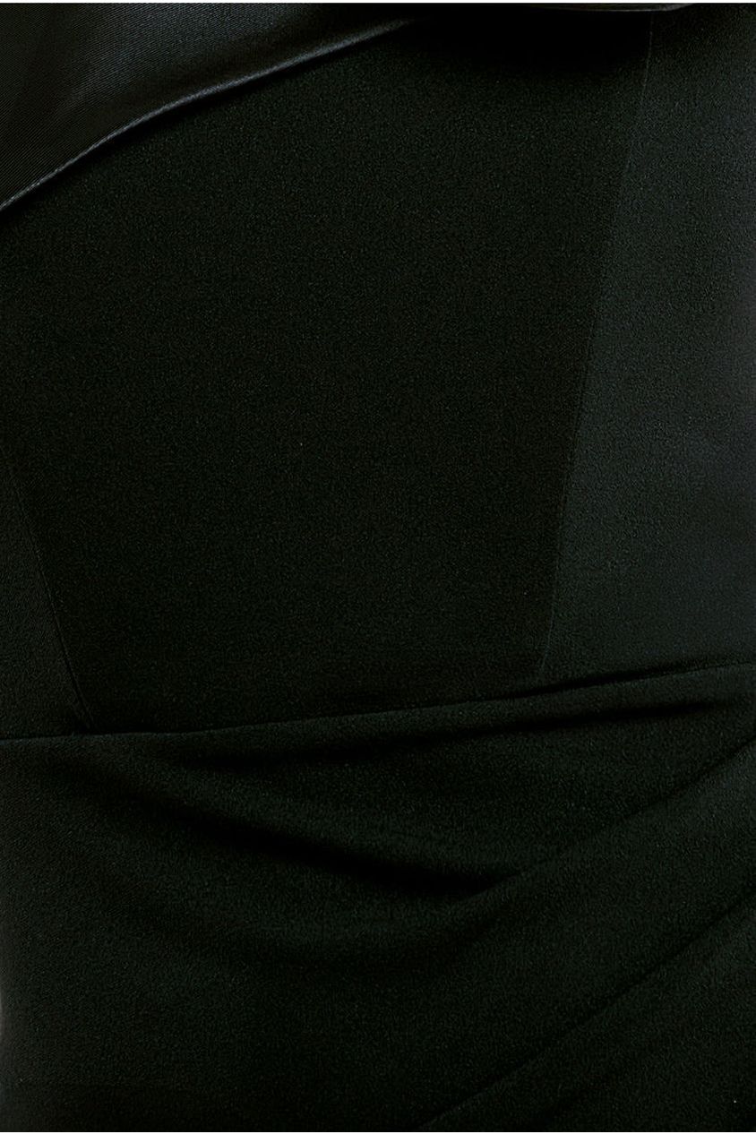 Goddiva Satin Corsage Scuba Crepe Maxi Dress - Black