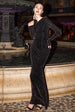Goddiva Off The Shoulder Gathered Panel Sparkle Lurex Maxi Dress - Black Gold