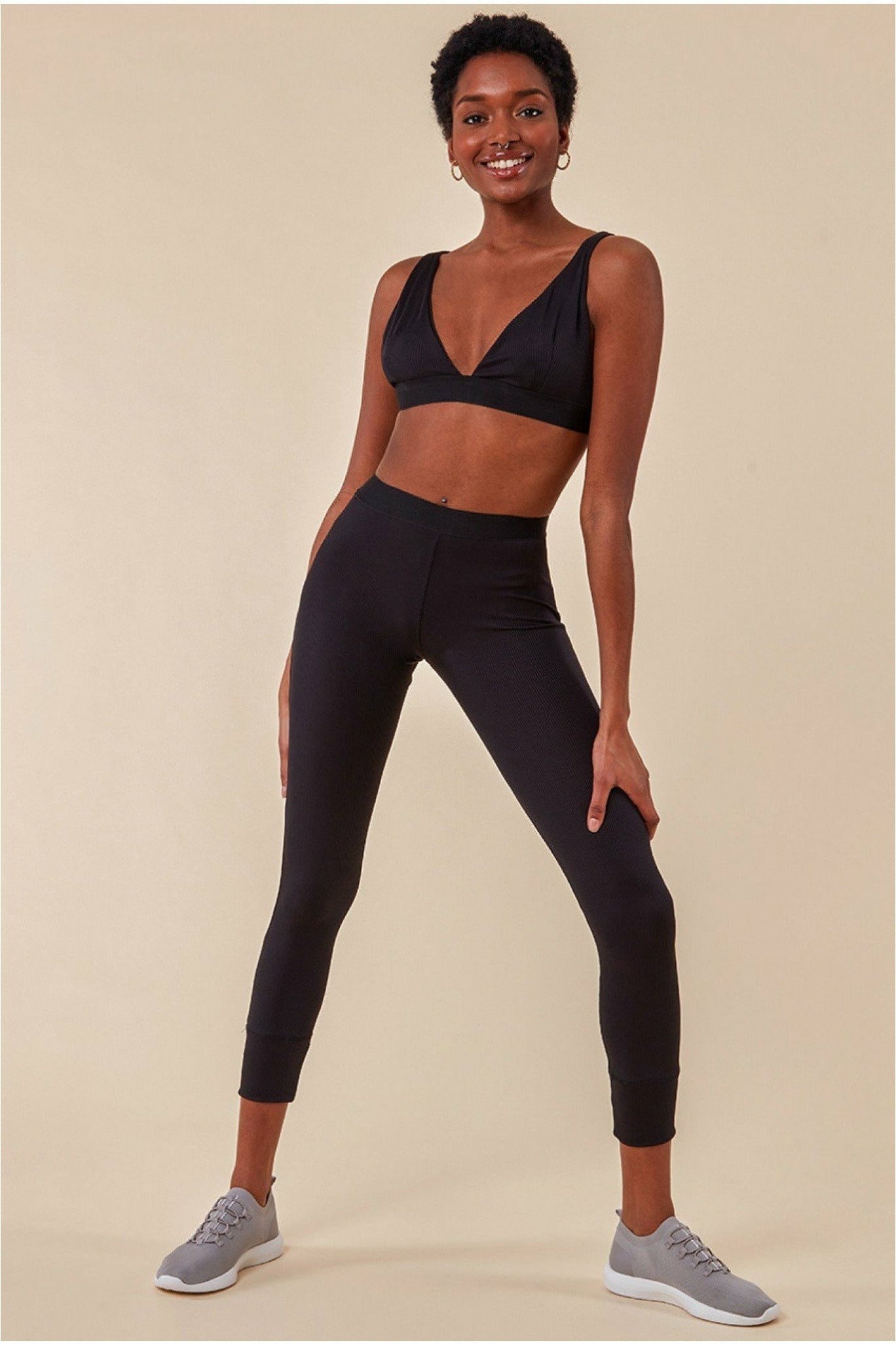 Cosmochic Bralette & Legging Workout Lounge Set - Black