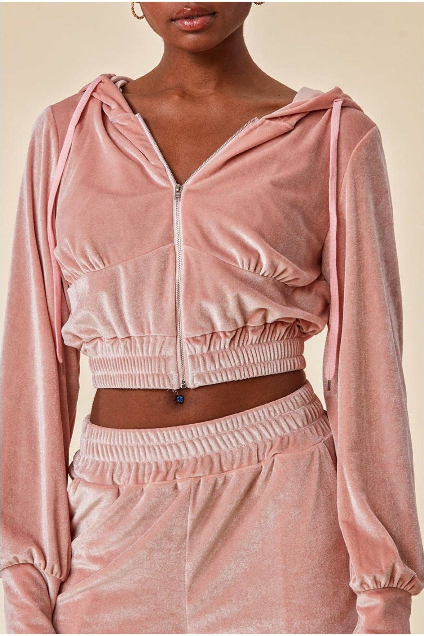 Cosmochic Velour Hoodie & Short Set - Pink