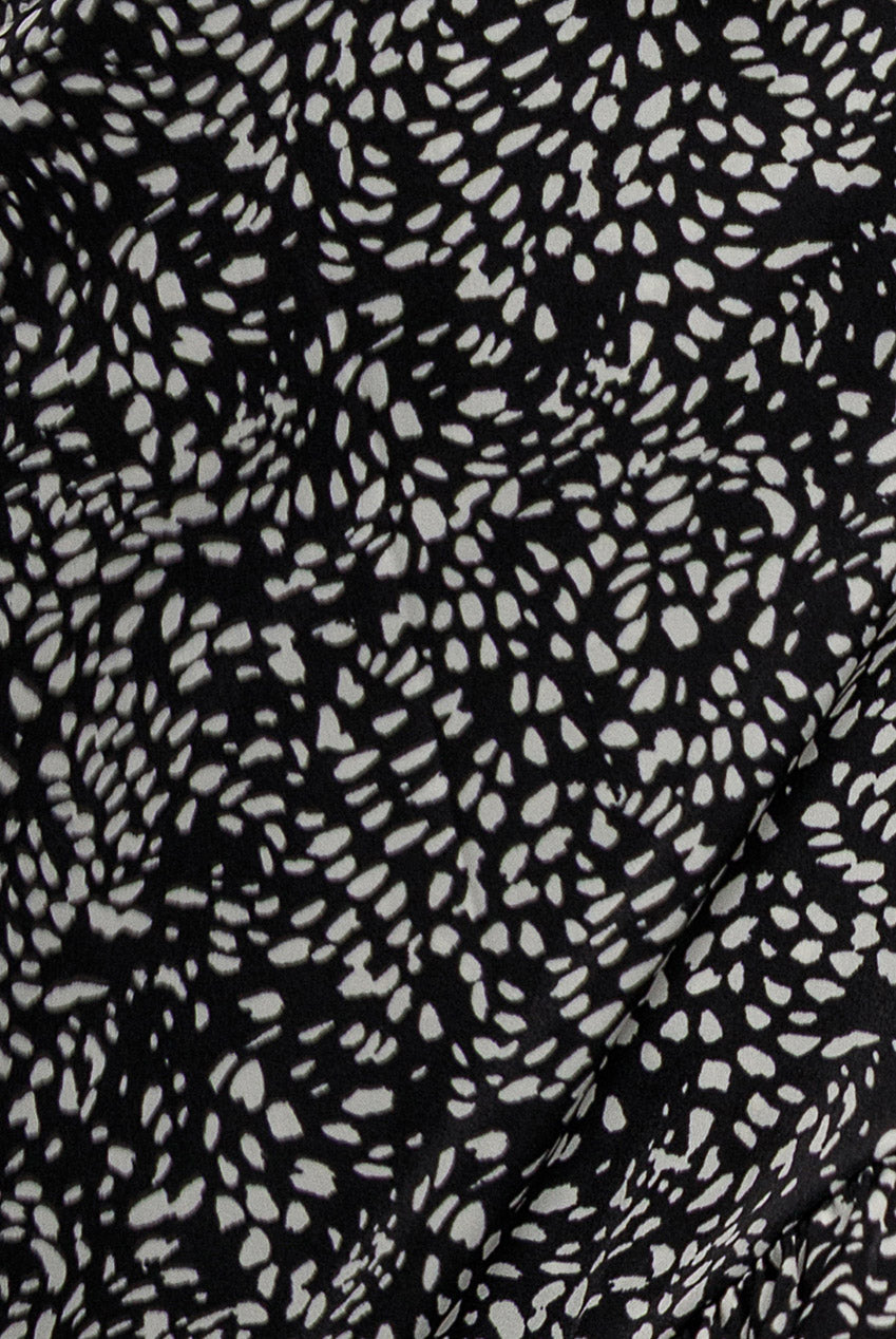 Goddiva Spaghetti Strap Polka Dot Wrap Midi Dress - Black White