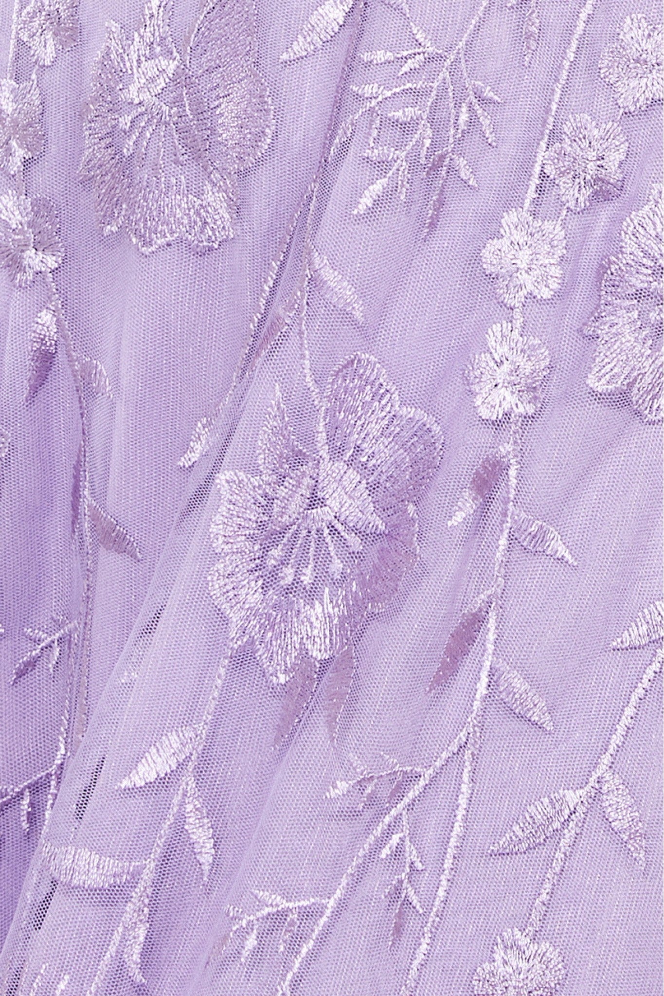 Goddiva Embroidered Lace Maxi Flutter Sleeves - Lilac