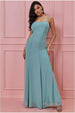 Goddiva Cowl Back Spaghetti Strap Maxi Dress - Sage Green