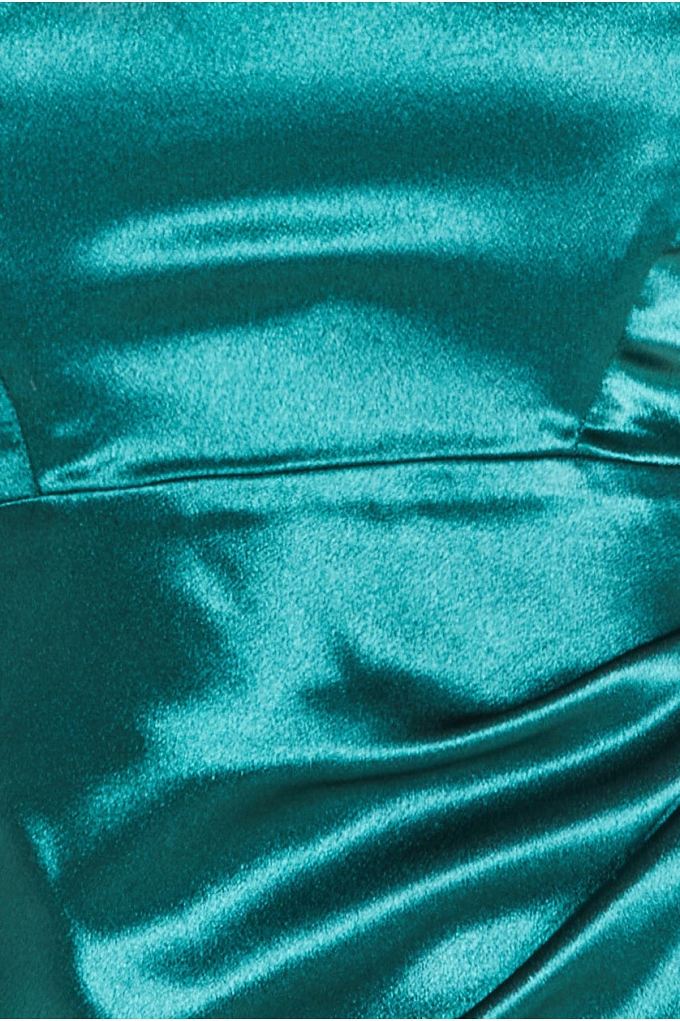 Goddiva Off Shoulder Satin Maxi With V Neck - Emerald