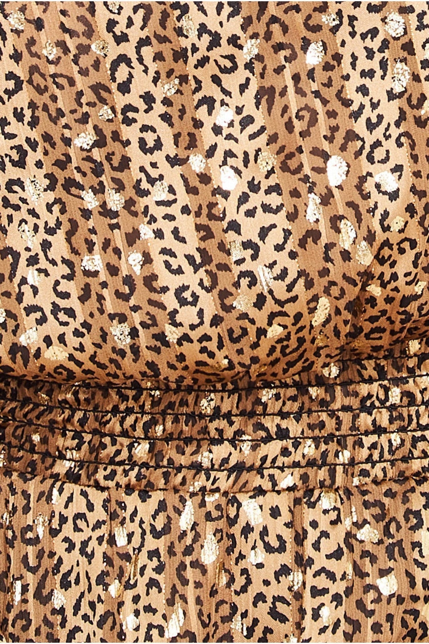 Goddiva Shirred Waist Chiffon Printed Maxi - Leopard Print