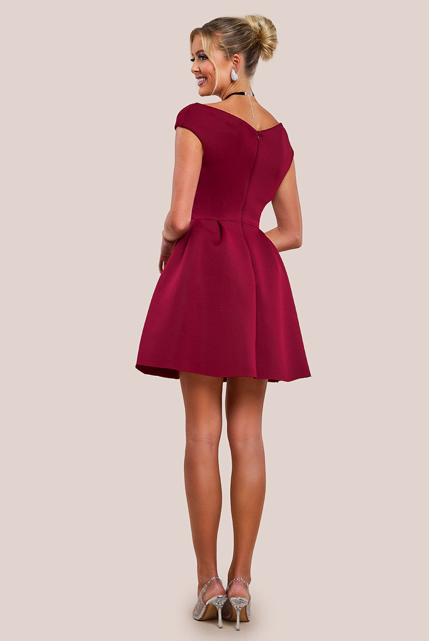 Goddiva Corset Fit & Flare Mini Dress - Wine