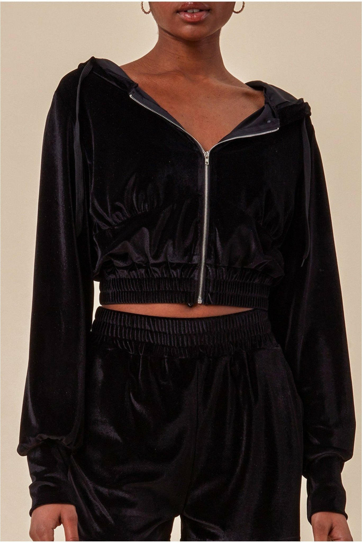 Cosmochic Velour Hoodie & Short Set - Black