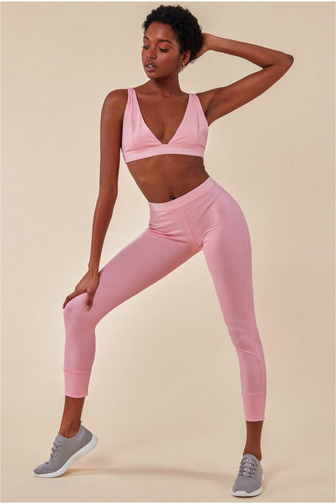 Cosmochic Bralette Legging Workout Lounge Set - Pink