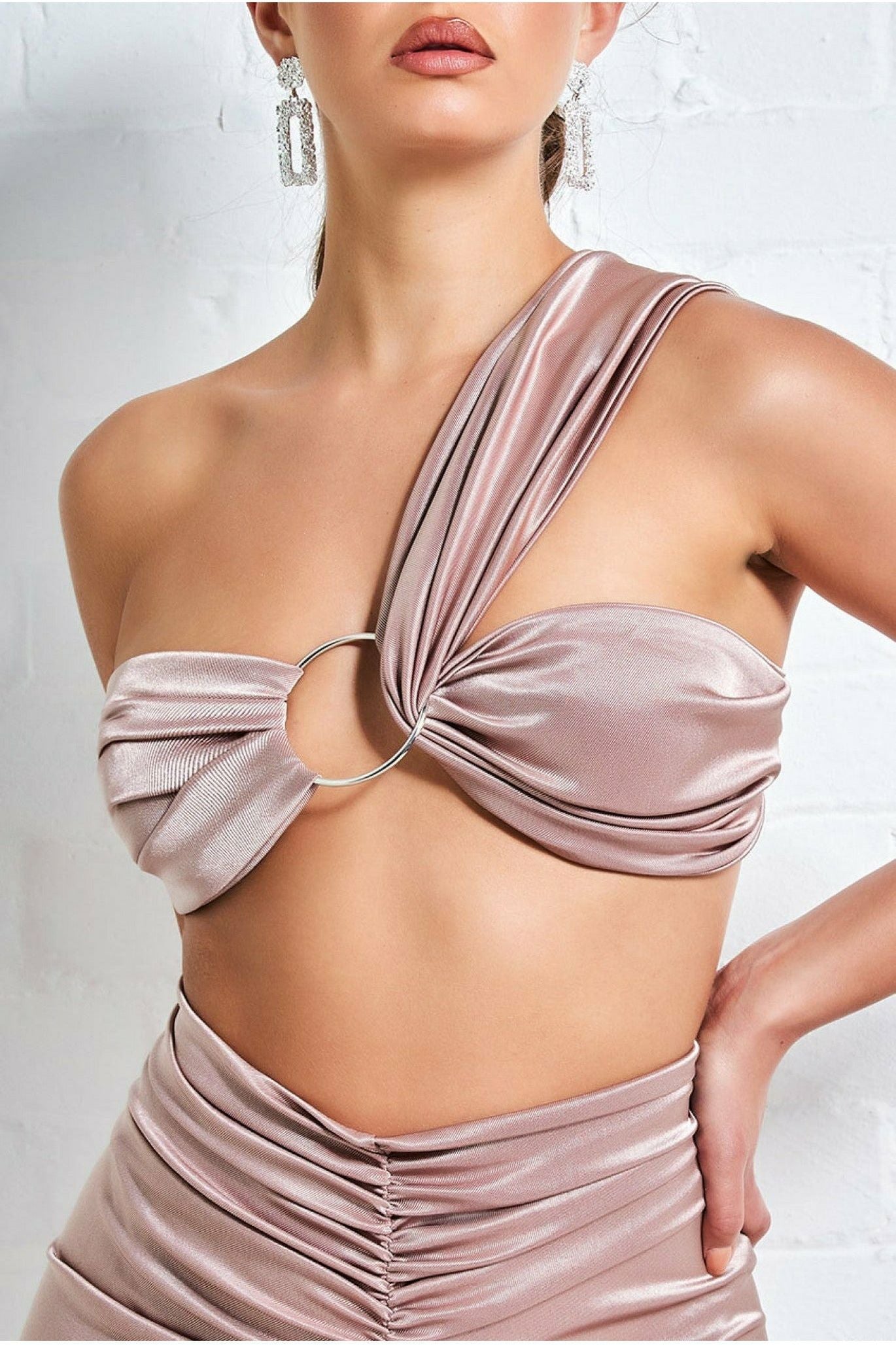 Goddiva Ring Detail Bralette - Champagne