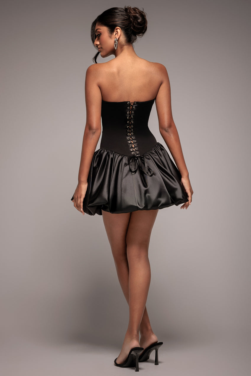 Goddiva Corset Boobtube Babydoll Mini Dress - Black