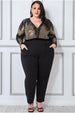 Goddiva Plus Sequin & Mesh Romper - Black