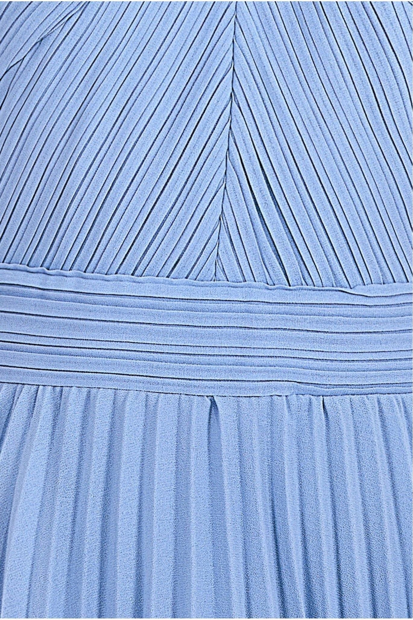 Goddiva Pleated Bodice Chiffon Tiered Midi - Blue