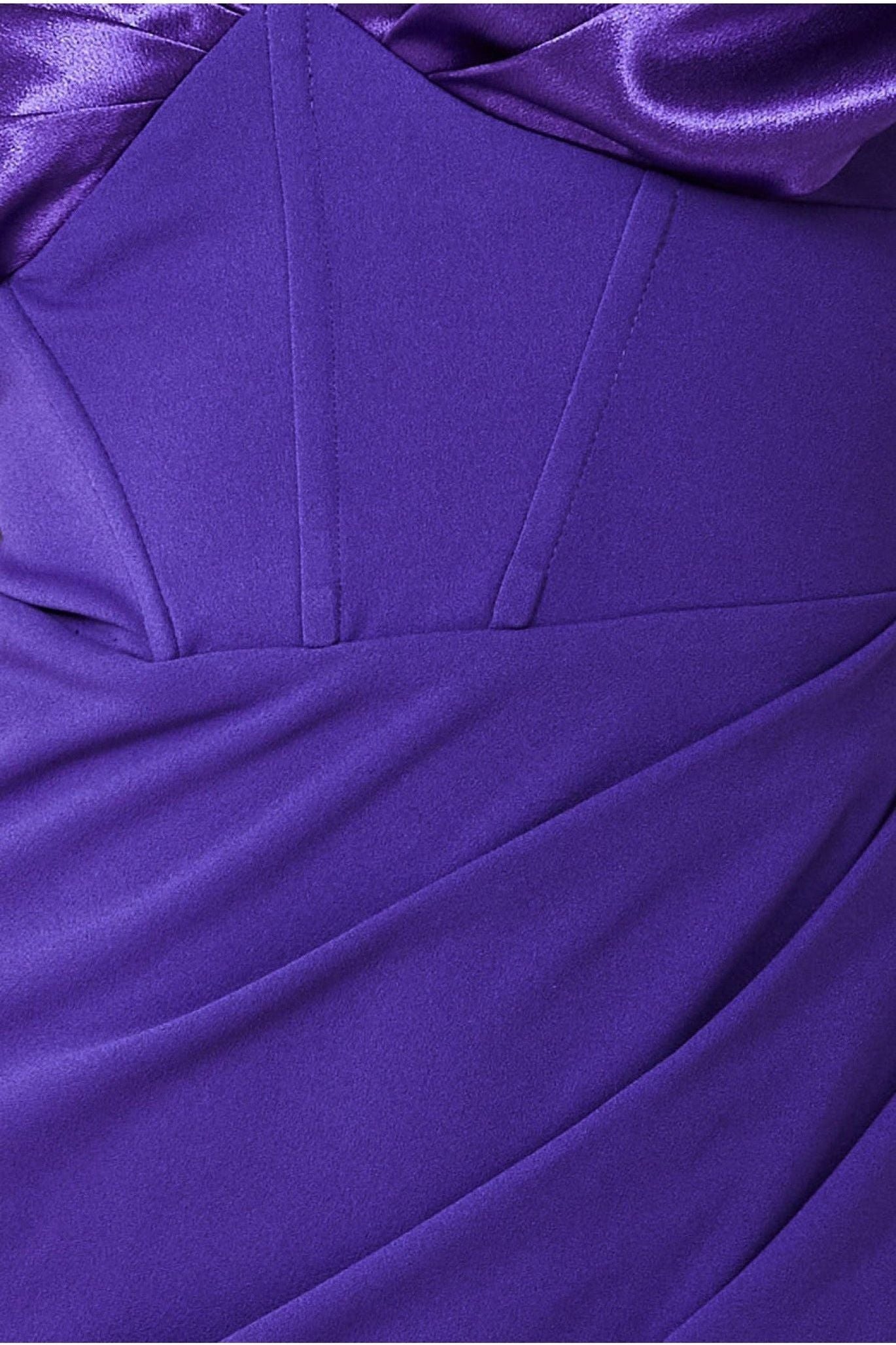 Goddiva Satin & Scuba Off The Shoulder Maxi Dress - Purple