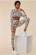 Cosmochic Leopard Print Crop Top&legging Lounge Set - Brown