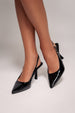 Goddiva Patent Slingback Heeled Court Shoes - Black